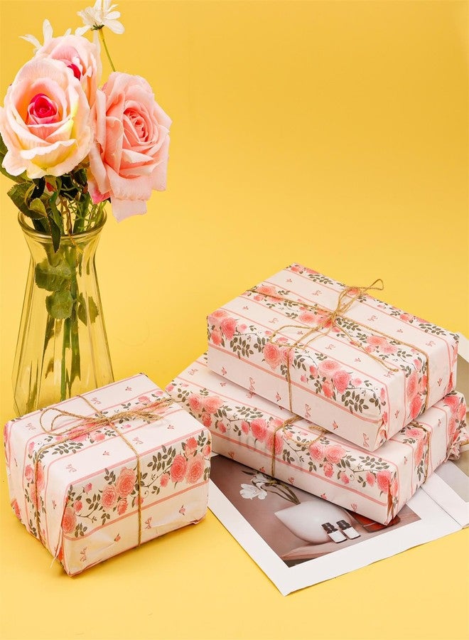 XIHIRCD ورق تغليف هدايا مزين بفيونكة وردية (14 × 20 بوصة) - 30 ورقة لحفلات الزفاف والمناسبات - Image 4